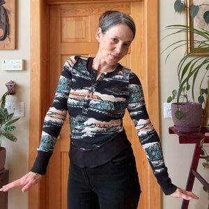 Free People Mountain Pattern Thermal Women's Top